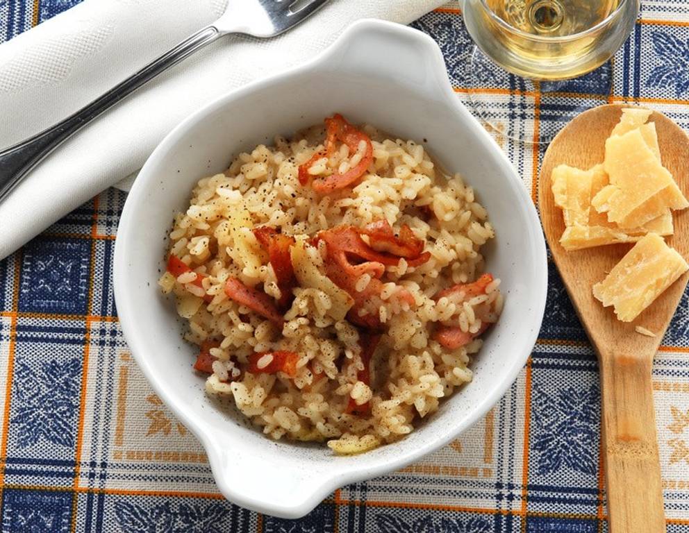Risotto mit Speck und Mascarpone Risotto mit Speck und Mascarpone