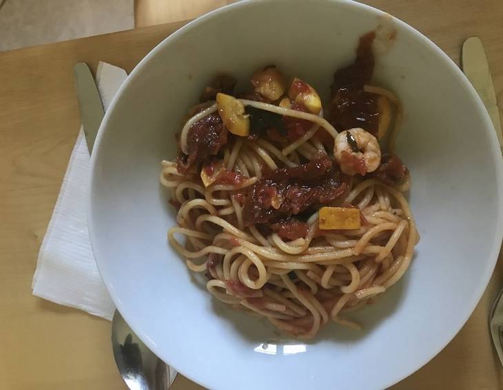 Spaghetti mit Garnelen