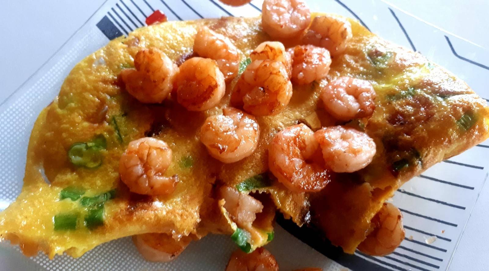 Omelette mit Shrimps