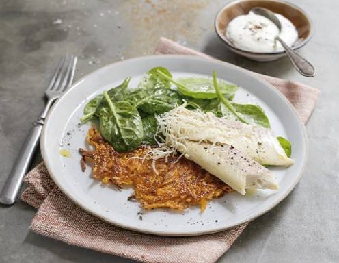 Kartoffel-Paprika-Rösti mit Räucherforelle Rezept