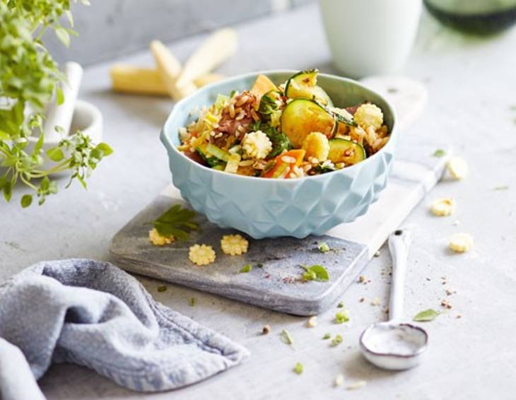 Gebratener Reis mit Jackfruit und Pak Choi Gebratener Reis mit Jackfruit und Pak Choi