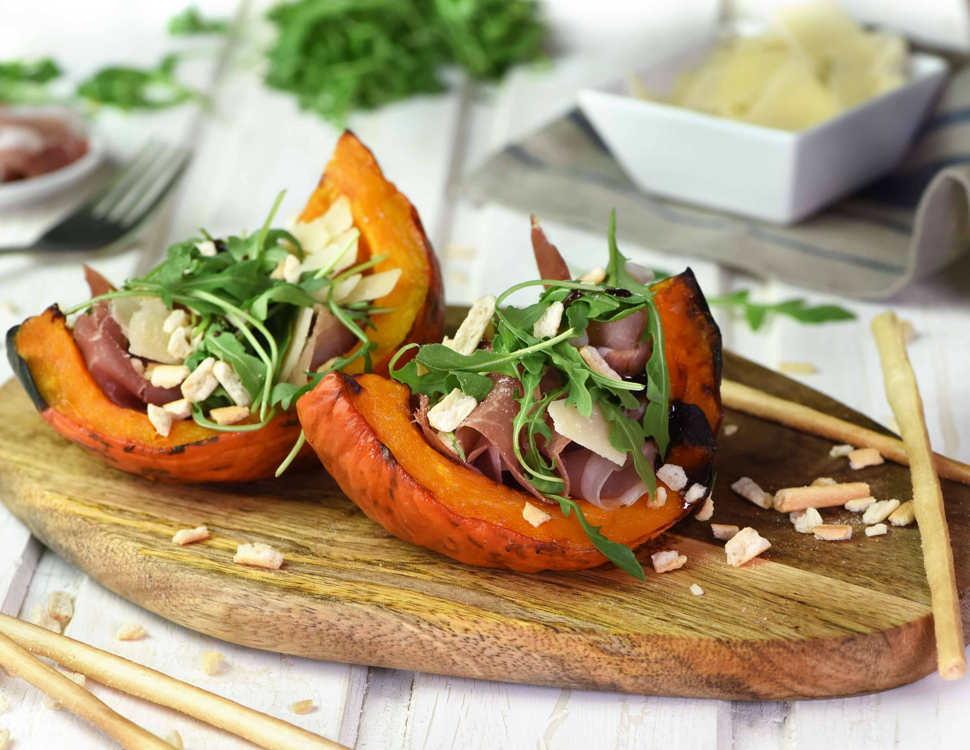 Gebackener Kürbis mit Prosciutto und Rucola Rezept