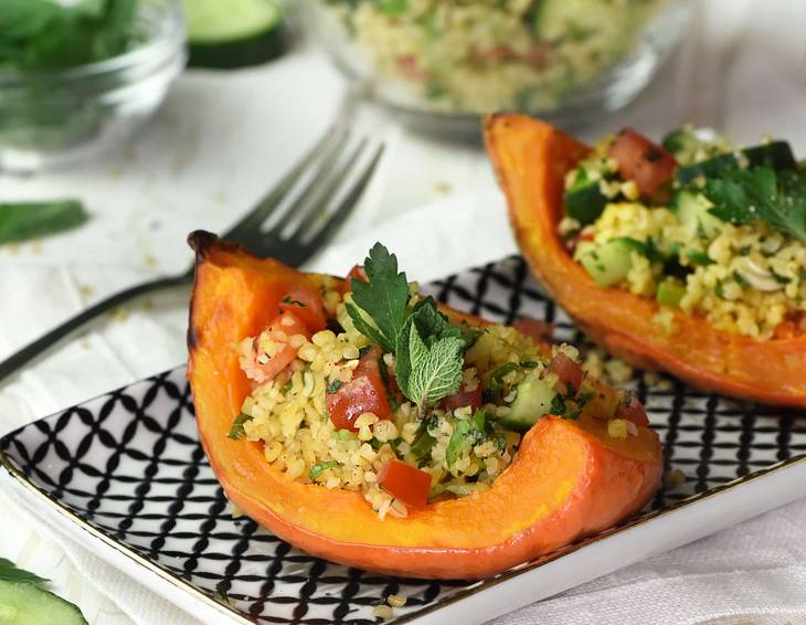 Gebackener Kürbis mit Taboulé Gebackener Kürbis mit Taboulé