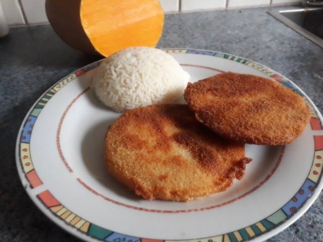 Panierte Kürbisscheiben