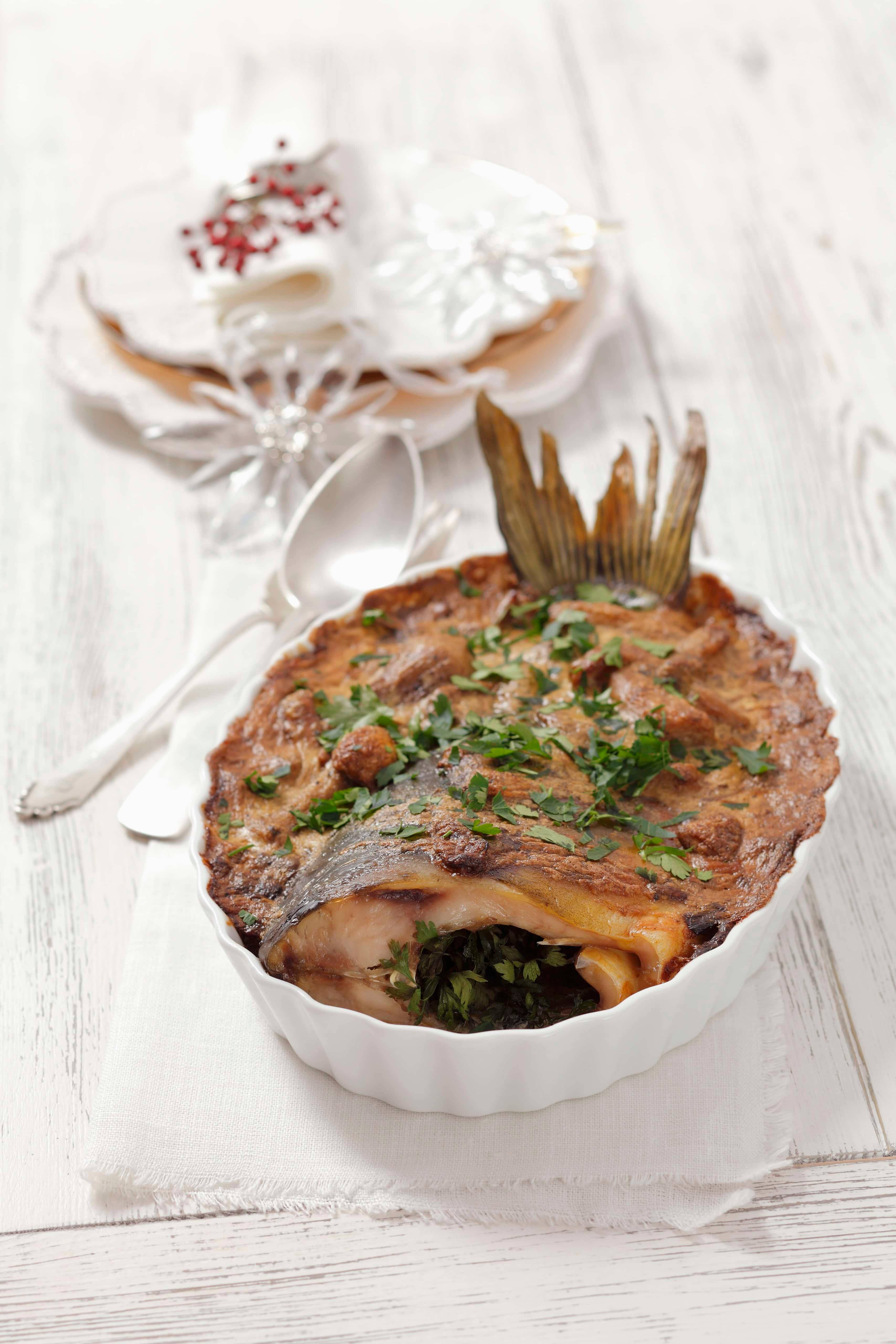 Gebackener Karpfen mit Pilzen Rezept