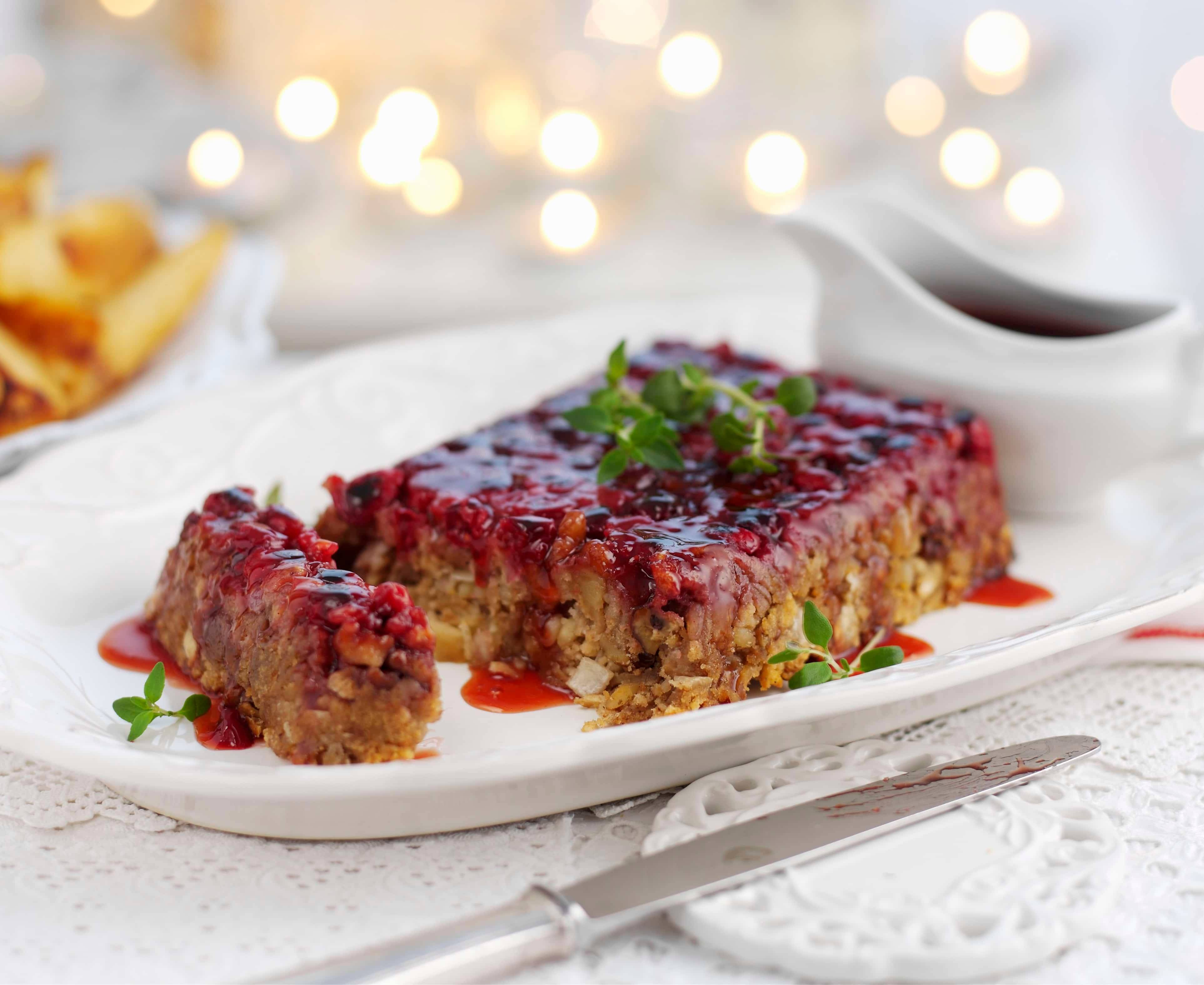 Nussbraten mit Maroni und Cranberries