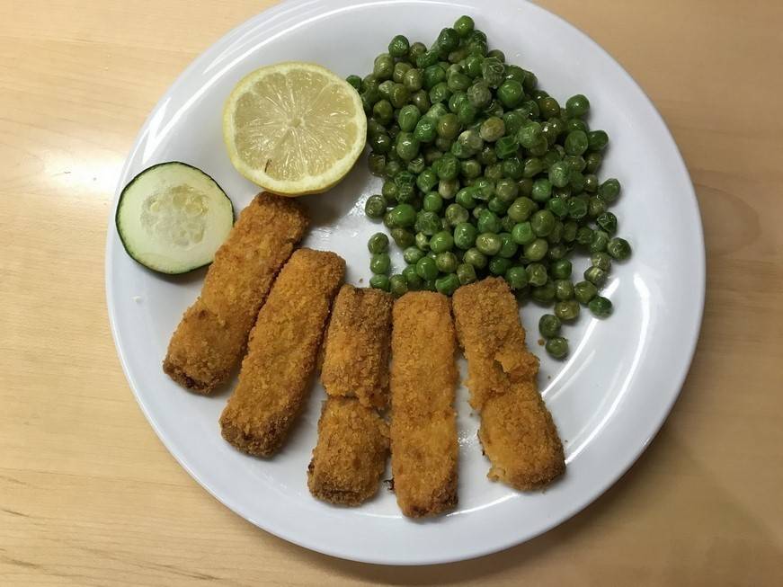 Mozzarella Sticks mit Erbsen