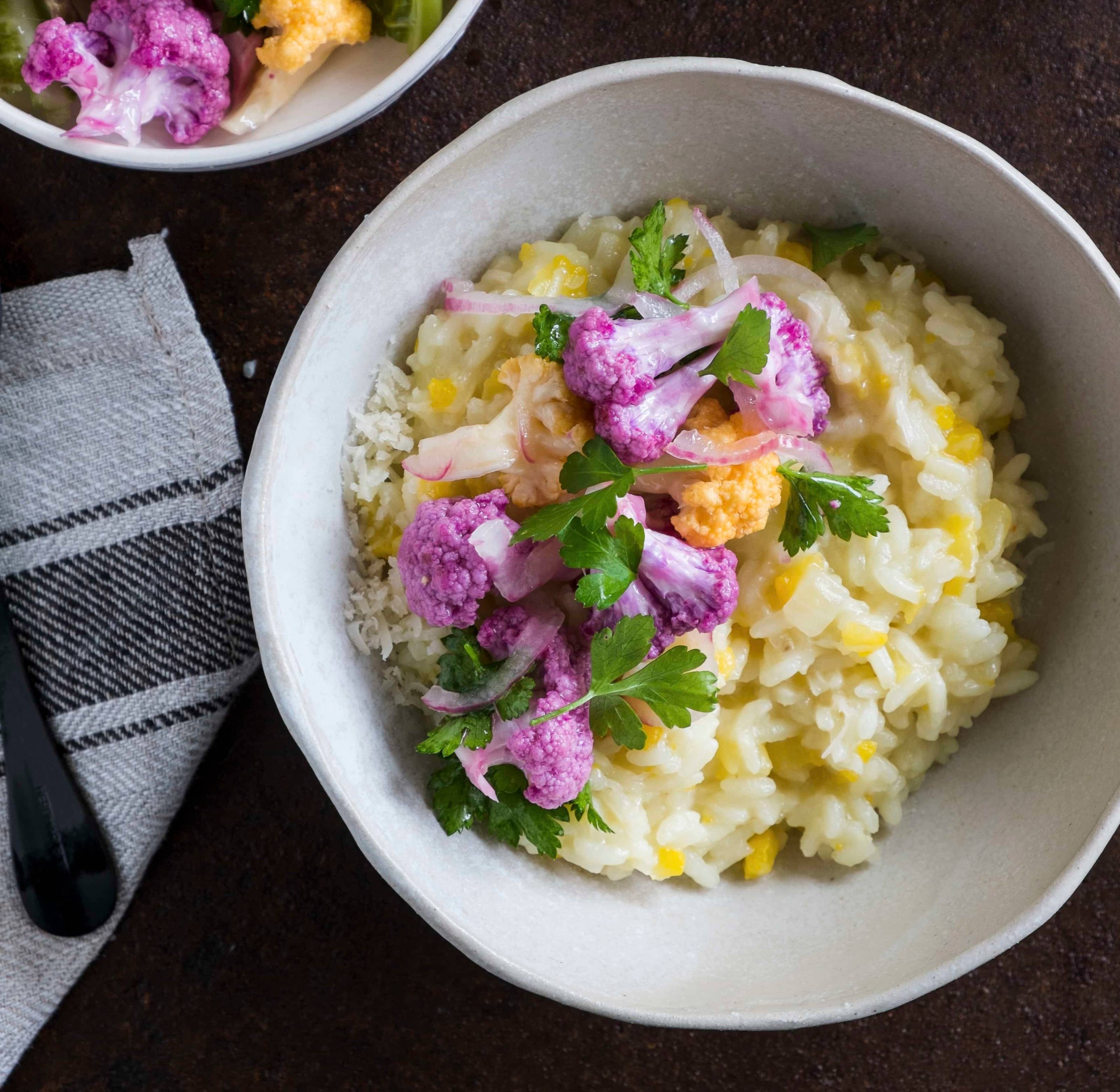 Risotto mit gelbem und violettem Karfiol Rezept