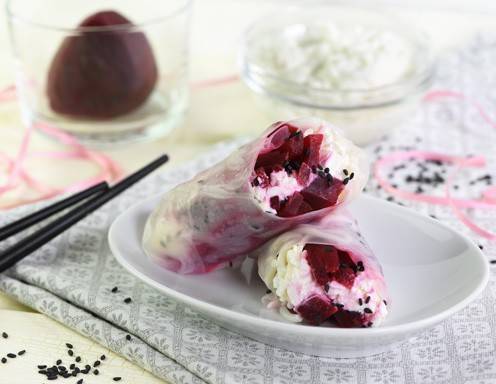 Sommerrolle mit Rote Rüben und  Cottage Cheese 