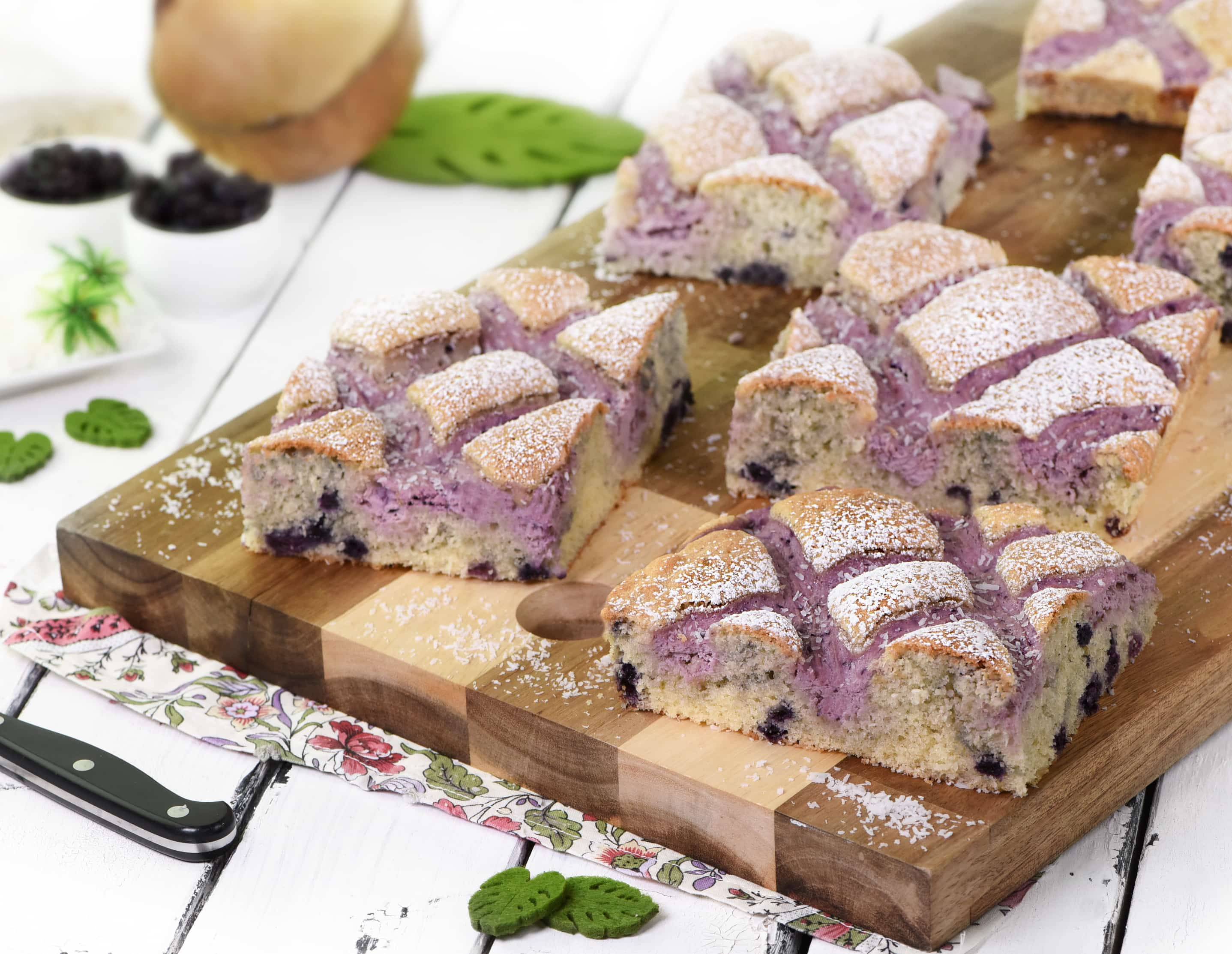 Kokos-Heidelbeer-Steppdeckenkuchen Rezept