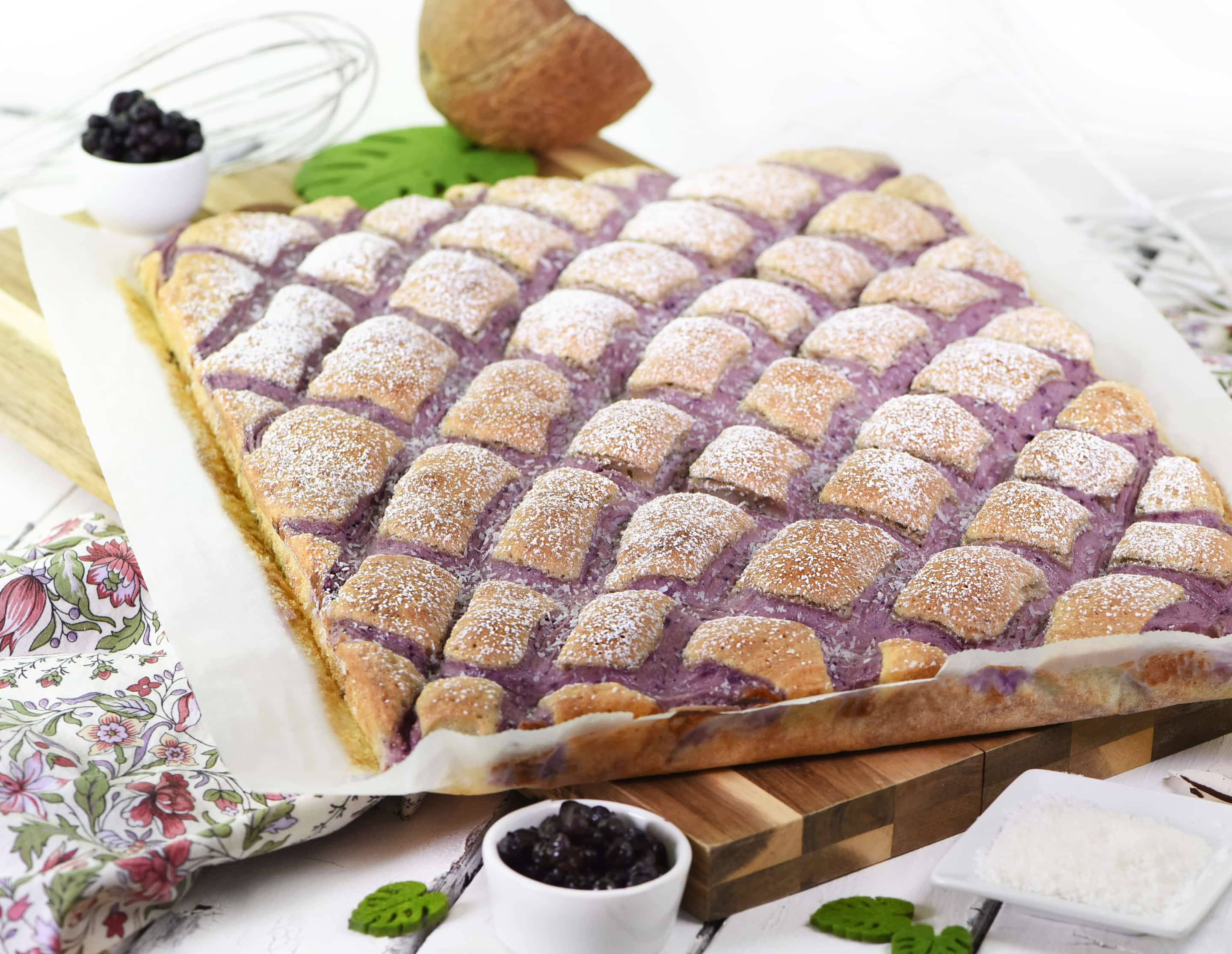 Kokos-Heidelbeer-Steppdeckenkuchen Rezept