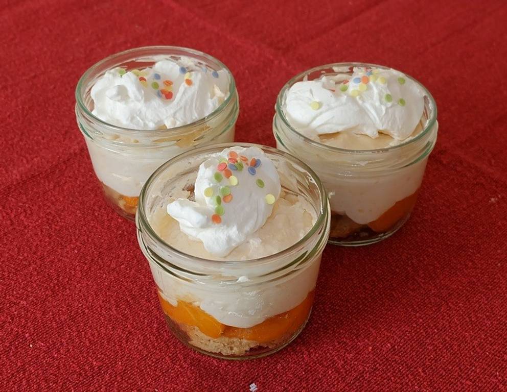 Marillendessert mit Kuchenresten Marillendessert mit Kuchenresten