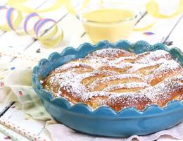 Krapfenauflauf mit Vanillesauce Krapfenauflauf mit Vanillesauce