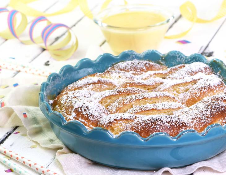 Krapfenauflauf mit Vanillesauce Krapfenauflauf mit Vanillesauce