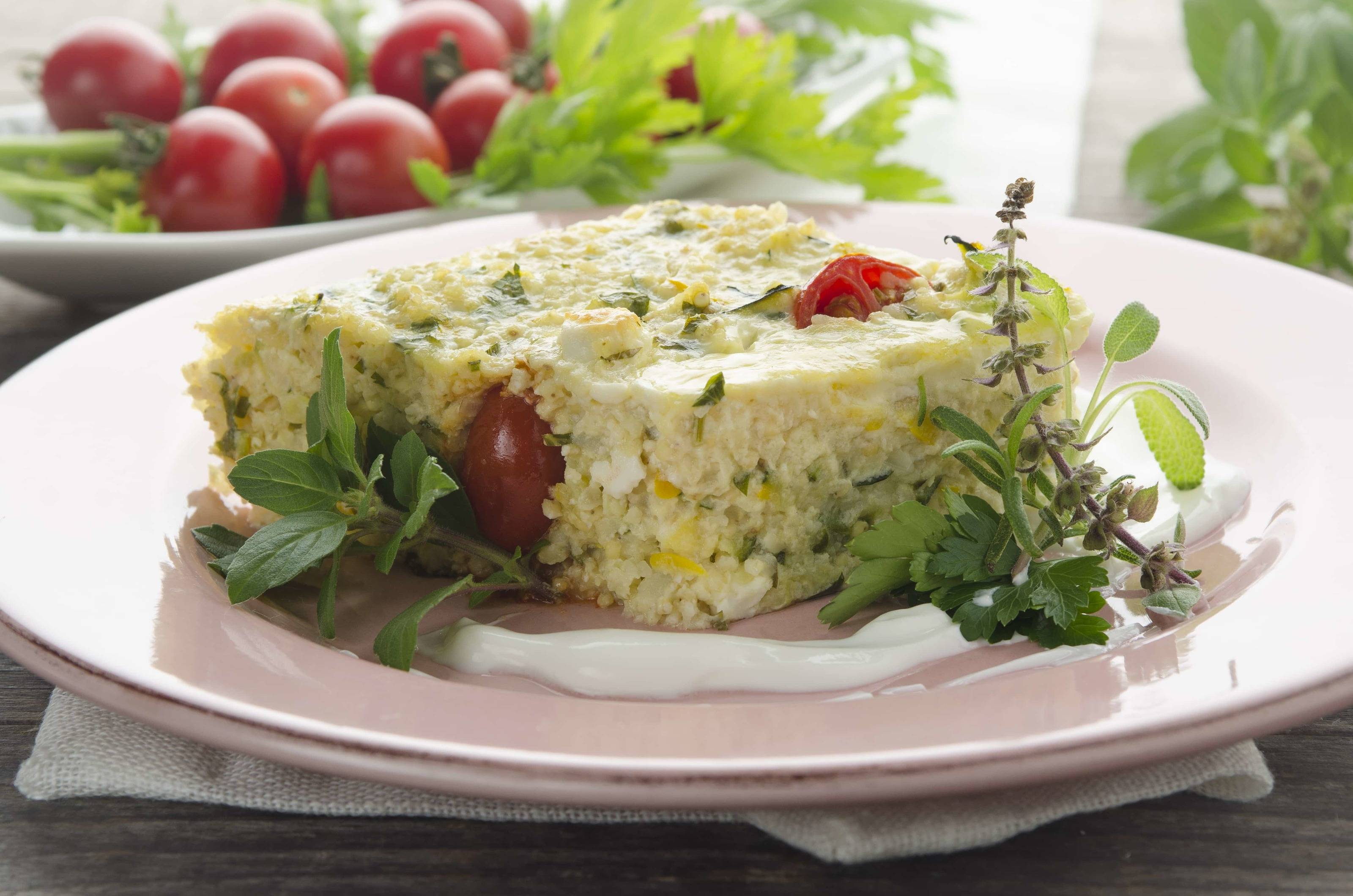 Goldhirse-Auflauf mit Kräutern und Feta