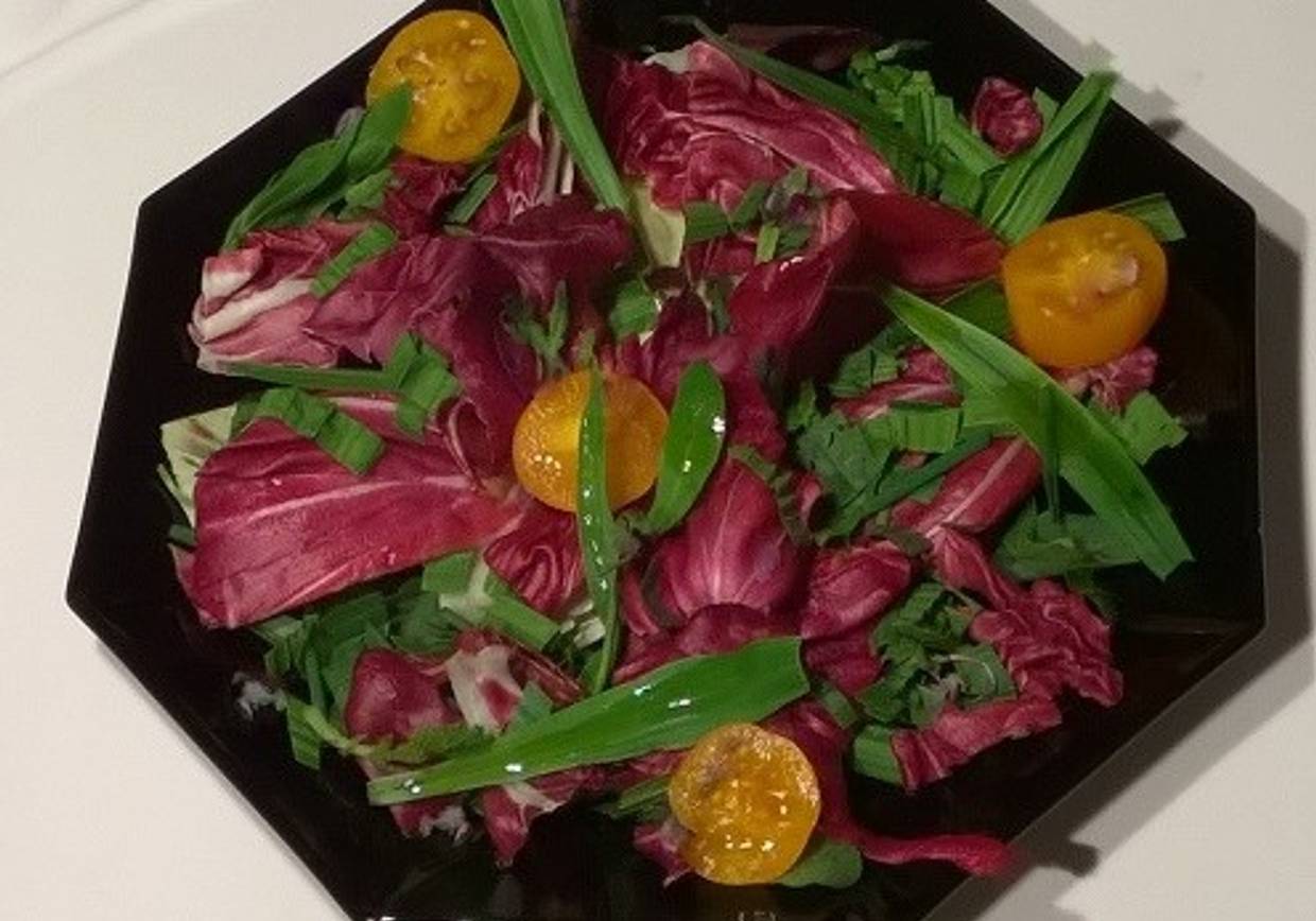 Radicchio-Salat mit gelben Cocktailtomaten und Spitzwegerich Rezept ...