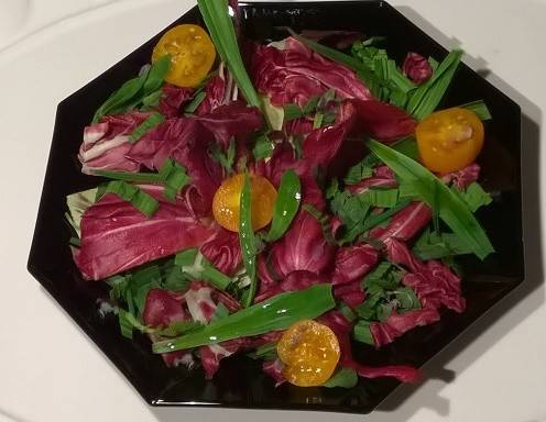 Radicchio-Salat mit gelben Cocktailtomaten und Spitzwegerich Rezept ... Radicchio-Salat mit gelben Cocktailtomaten und Spitzwegerich Rezept ...