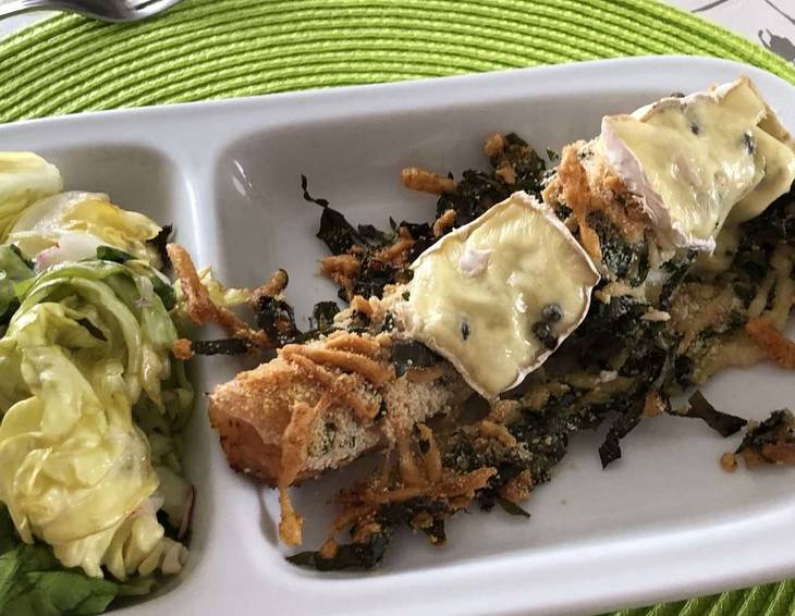 Lachs mit Käse-Bärlauch-Bröselkruste