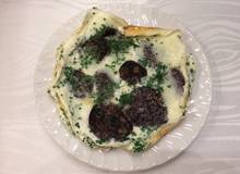Eiklar Eierspeis mit Blutwurst Eiklar Eierspeis mit Blutwurst
