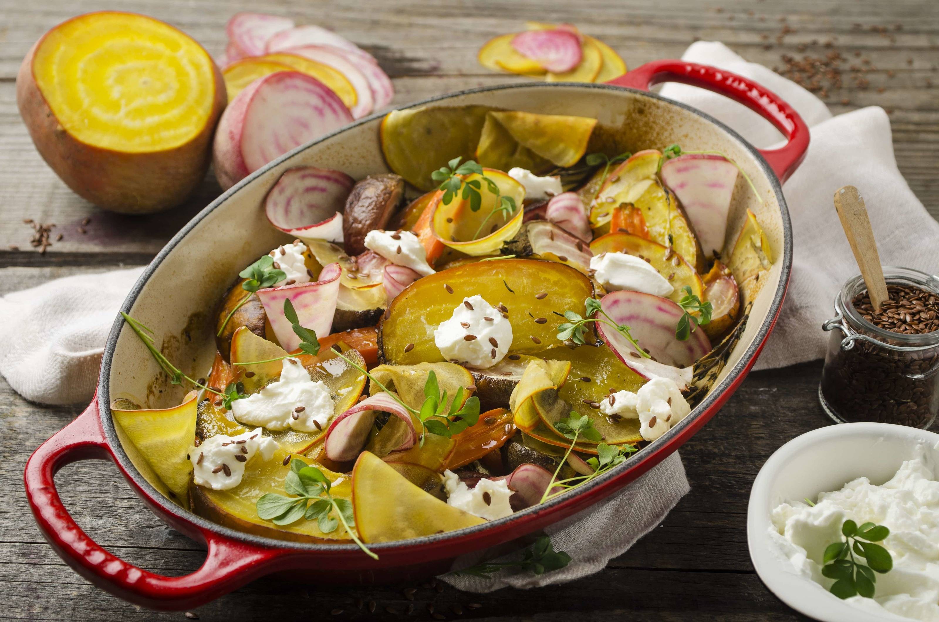 Rübensalat „kalt-warm“ mit Ziegenfrischkäse Rübensalat „kalt-warm“ mit Ziegenfrischkäse
