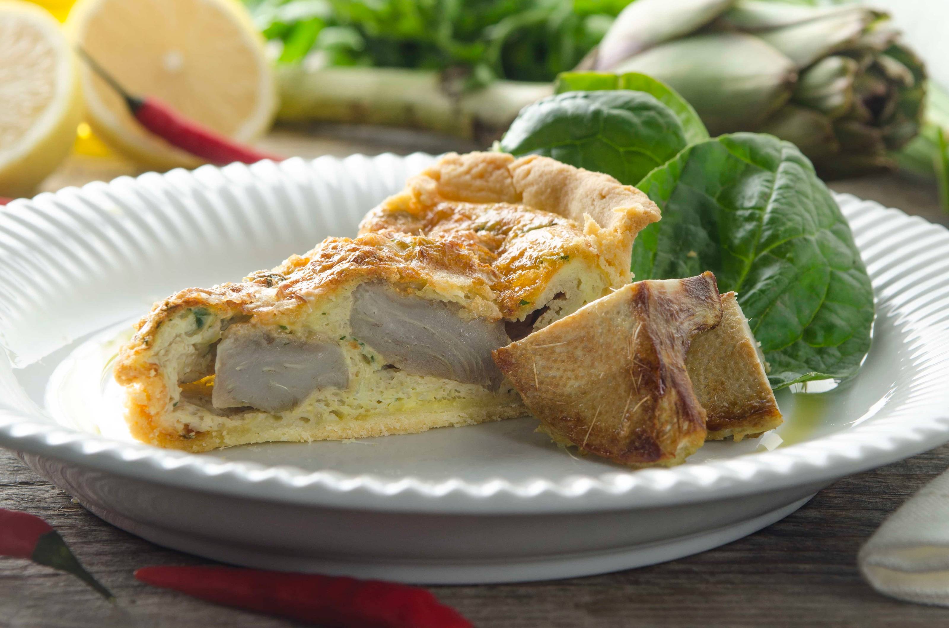Artischocken-Quiche mit Camembert und Olivenöl
