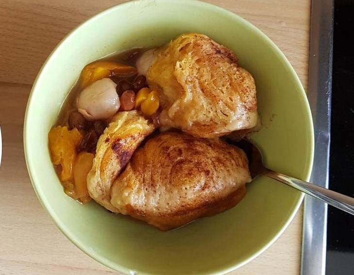 Pfirsich-Litschi-Auflauf aus dem Schongarer Pfirsich-Litschi-Auflauf aus dem Schongarer