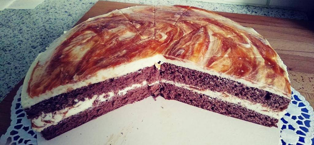 Schokobiskuit mit Marillen-Pudding-Topfencreme