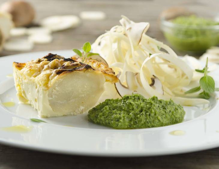 Petersilienwurzelgratin mit Petersilienpesto Petersilienwurzelgratin mit Petersilienpesto