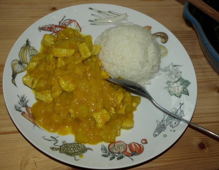 Mango-Ananas-Huhn mit Curry