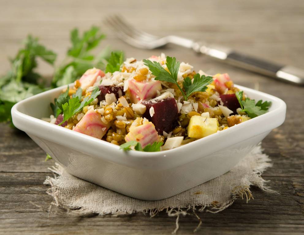 Gebratener Einkornreis mit Roten Rüben Gebratener Einkornreis mit Roten Rüben
