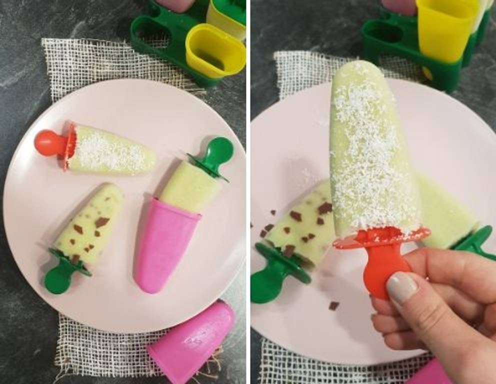Avocado Eis fertig! Rechts mit Kokos! Avocado Eis fertig! Rechts mit Kokos!