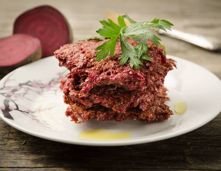 Rote Rüben-Dinkelkleie-Puffer Rote Rüben-Dinkelkleie-Puffer