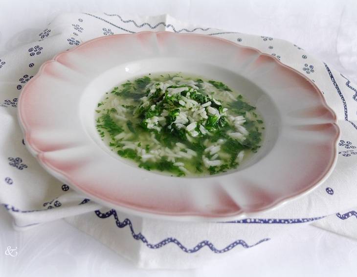 Reissuppe mit Spinat