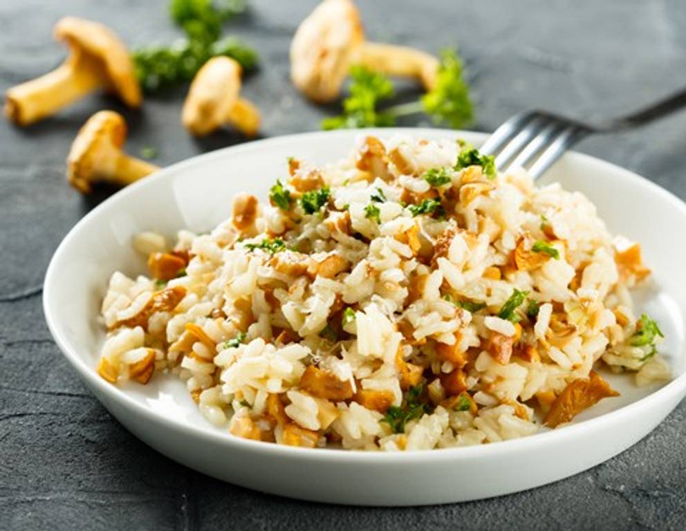 Eierschwammerlrisotto aus dem Dampfgarer Eierschwammerlrisotto aus dem Dampfgarer