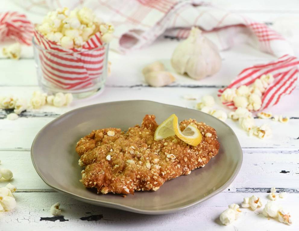 Wiener Schnitzel in Popcorn-Panier Wiener Schnitzel in Popcorn-Panier