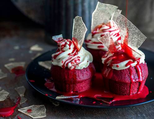 Red Velvet Cupcakes für Halloween Rezept