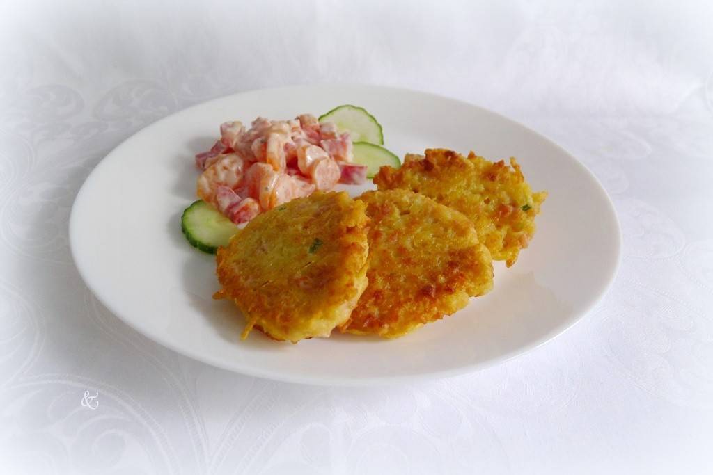 Pikante Leberkäse-Kartoffelpuffer