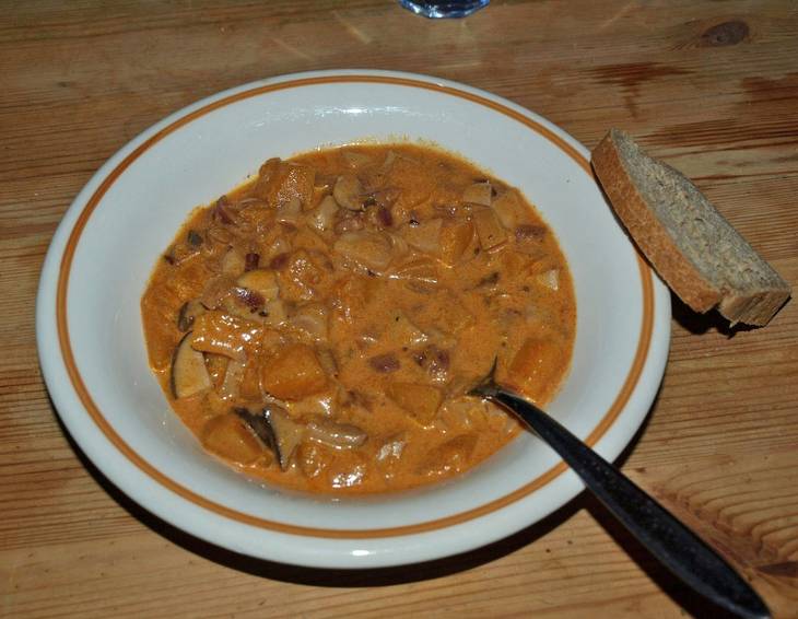 Kräuterseitling-Kürbis-Gulasch