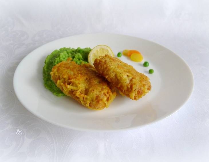 Zander im Kartoffelmantel mit Erbsenpüree Zander im Kartoffelmantel mit Erbsenpüree