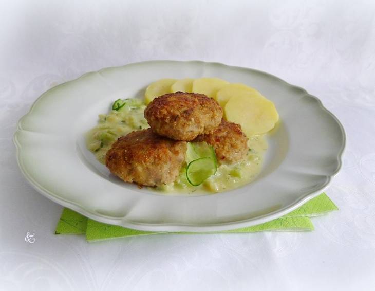 Fleischlaibchen mit Gurkengemüse