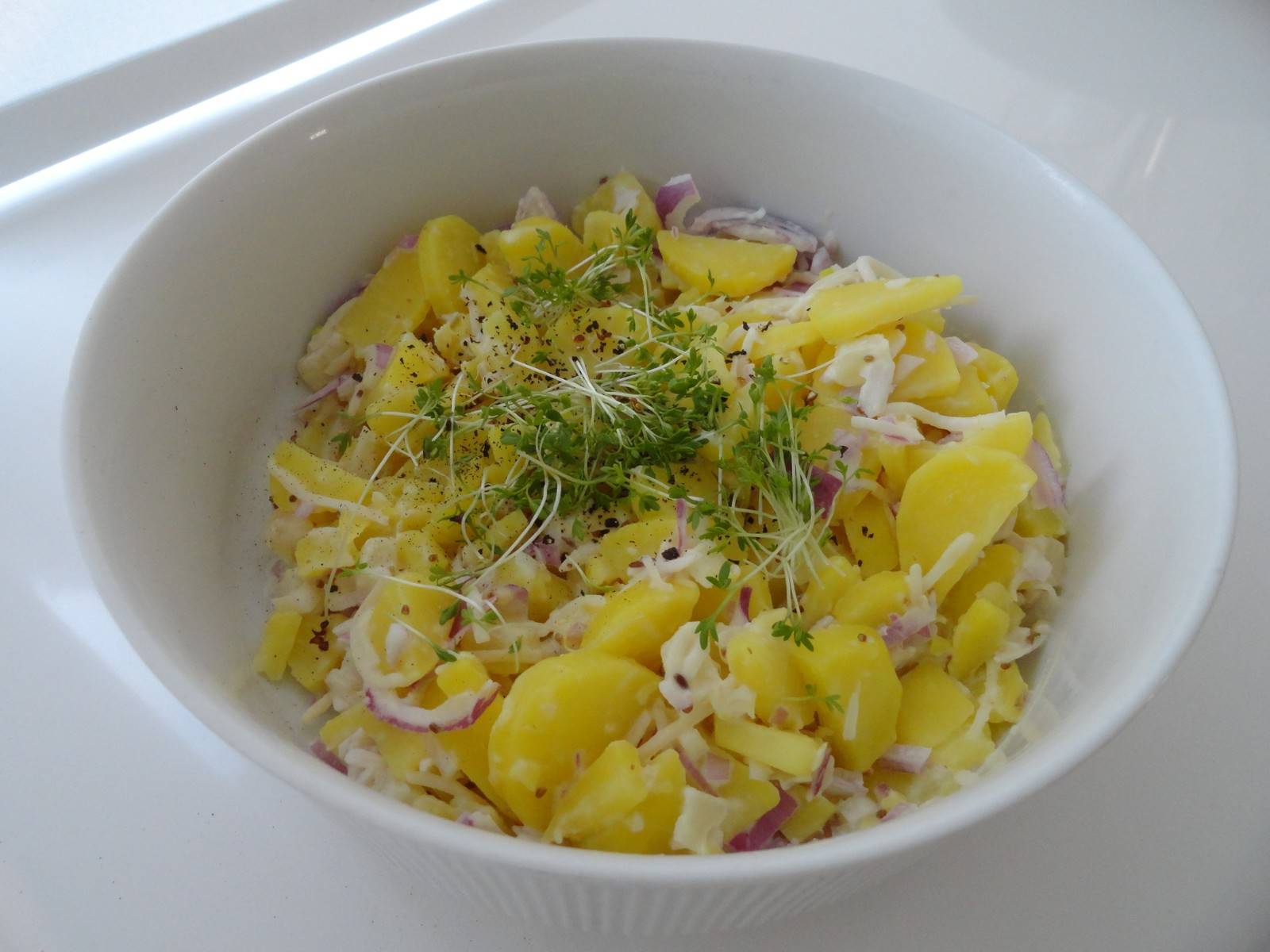 Kartoffelsalat mit Brunnenkresse Rezept - ichkoche.de