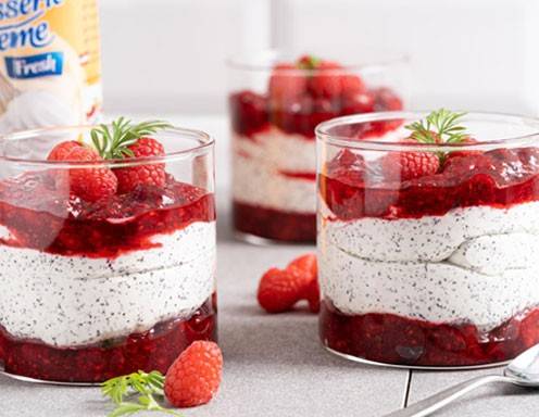 Mohnmousse mit Himbeeren Rezept