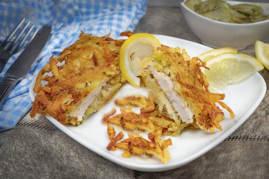Putenschnitzel in Kartoffelkruste Rezept - ichkoche.ch