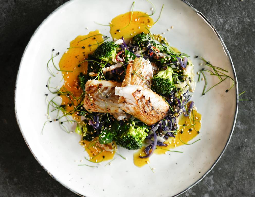 Kabeljaufilet mit Spinat Kohlgemüse Kabeljaufilet mit Spinat Kohlgemüse