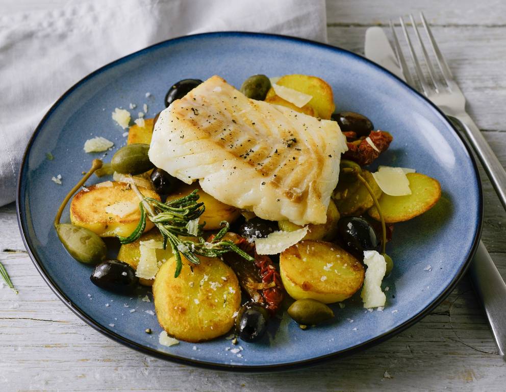 Kabeljau mit mediterranem Gröstl Kabeljau mit mediterranem Gröstl
