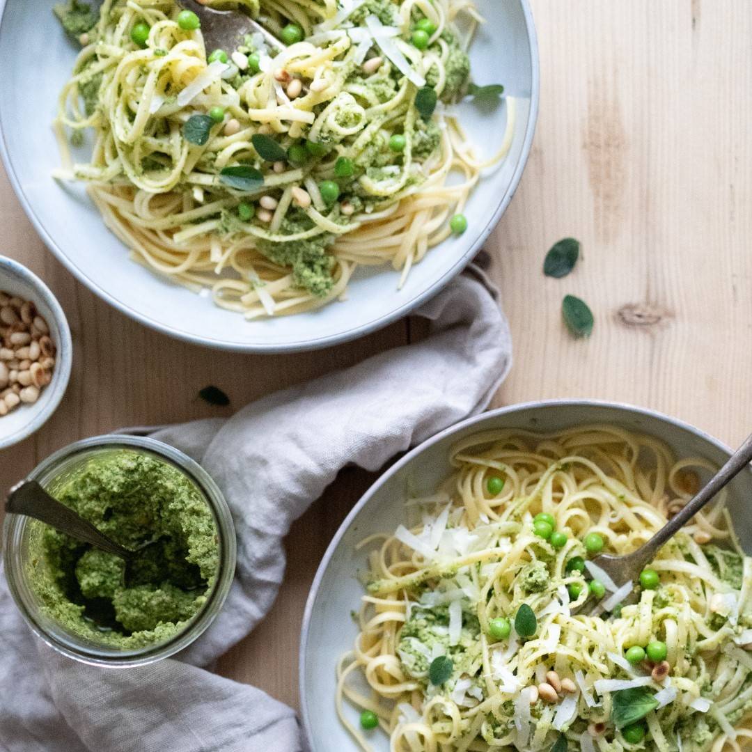 Pasta mit Erbsenpesto