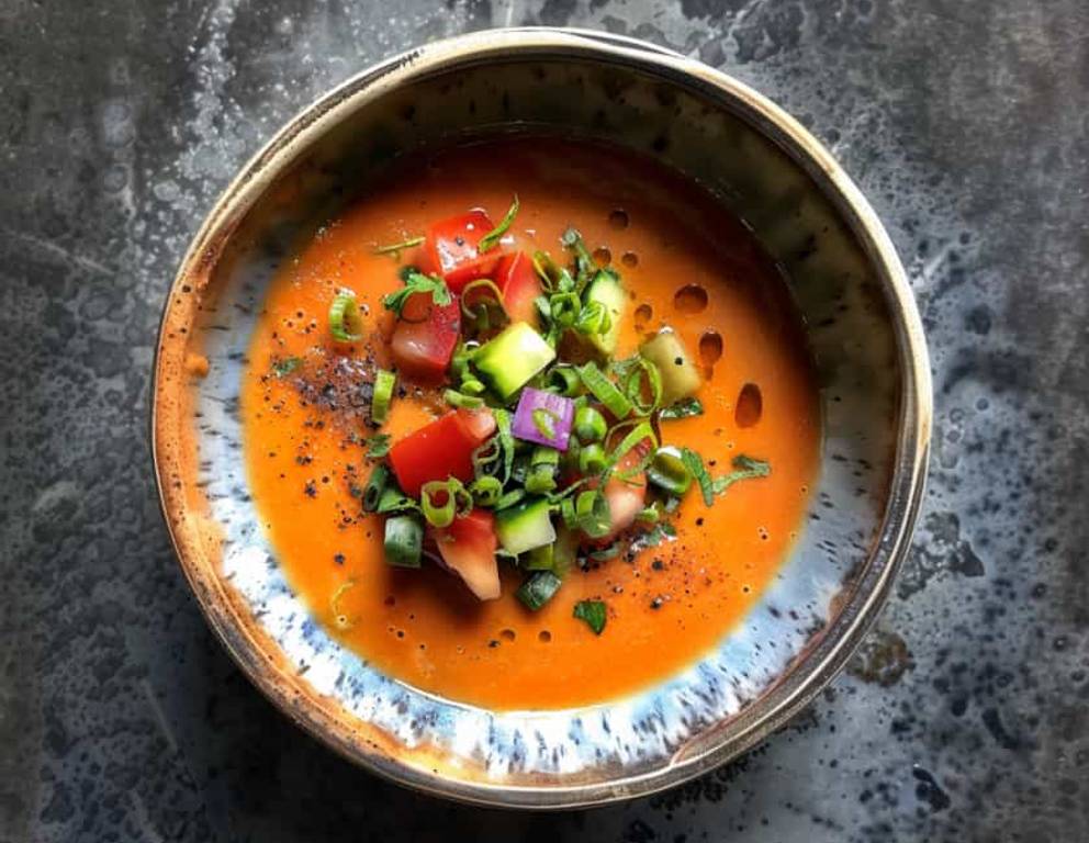 Erfrischende Gazpacho - Kalte Spanische Gemüsesuppe Erfrischende Gazpacho - Kalte Spanische Gemüsesuppe