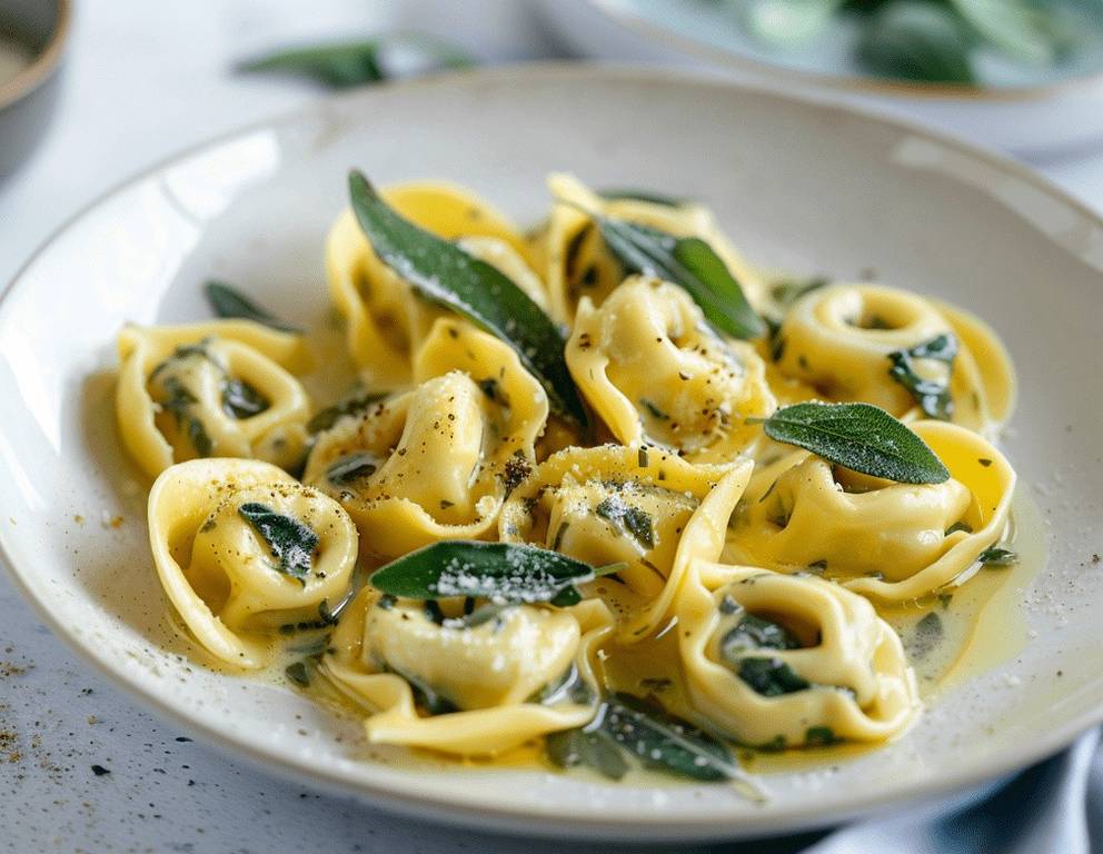 Tortellini mit Spinat-Käse-Füllung und Salbeibutter Tortellini mit Spinat-Käse-Füllung und Salbeibutter
