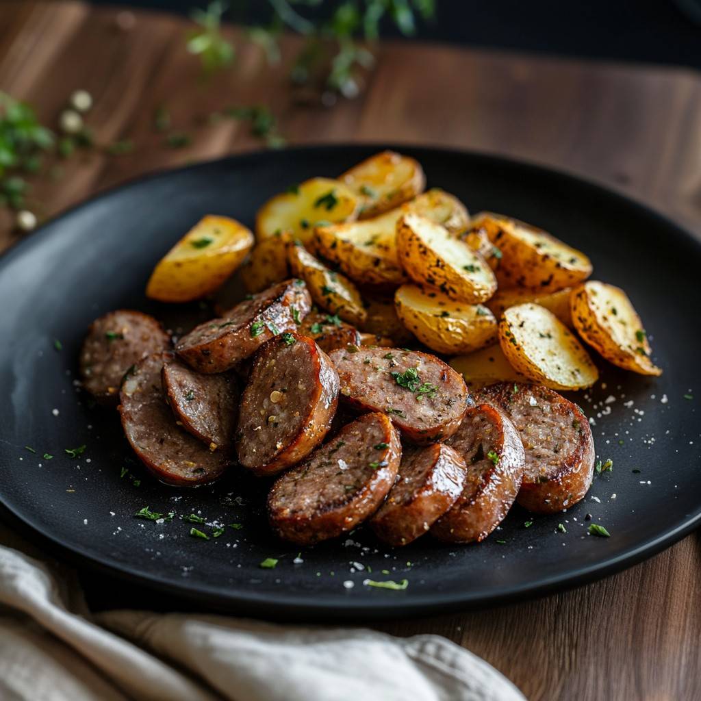 Gebratene Leberwurst mit Röstkartoffeln