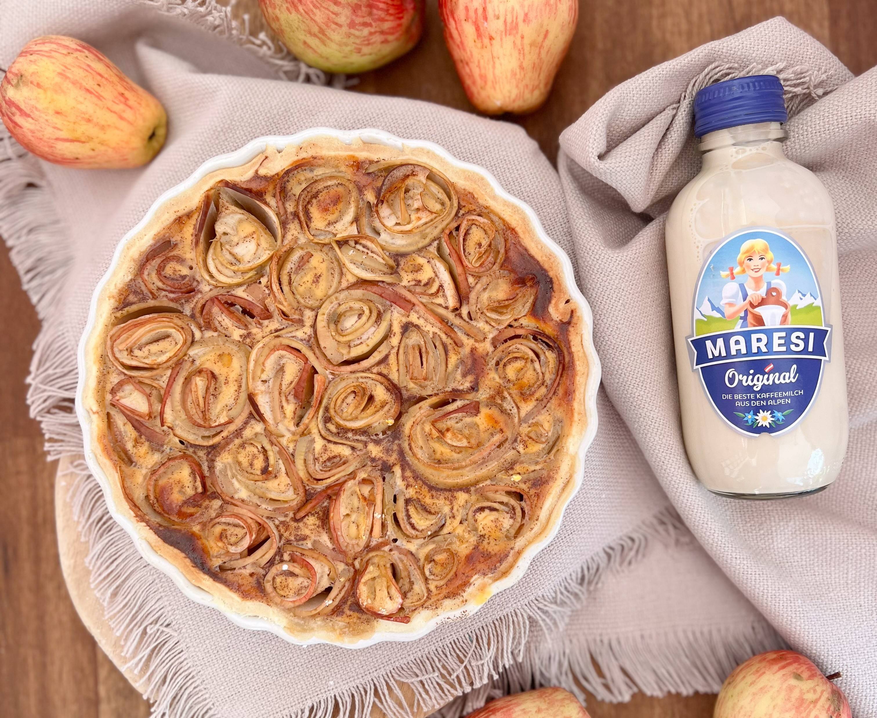Apfelrosen-Tarte mit MARESI Kaffeemilch
